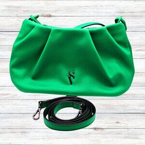 Vera Wang Green Crossbody Bag | Sculpted Pleated Design | Adjustable Strap